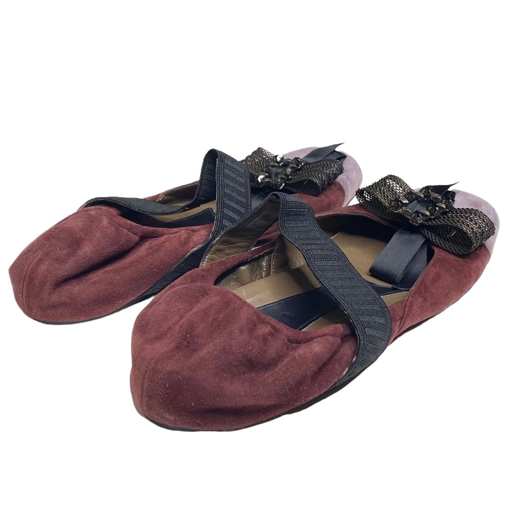 Marni ♔ Mary Jane Ballet Flats ♔ Lavender Suede + Black Crystal Embellishment ♔ - Picture 5 of 16